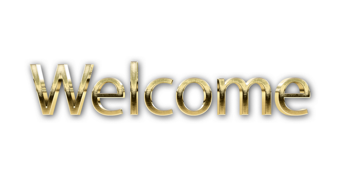 3D WORD WELCOME gold text effects art typography PNG images free